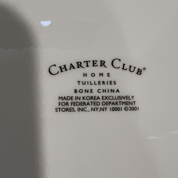 Charter Club Tuilleries Tan 14" Serving Platter Dish Tray Flower Butterfly - Picture 13 of 13